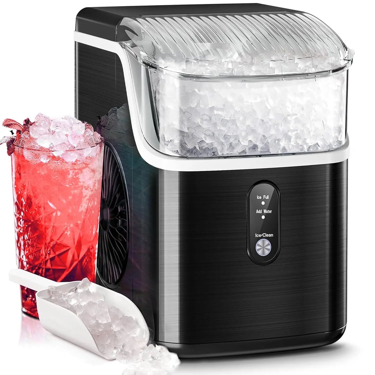 Ice Maker with Sonic Ice and 35lbs/Day, Self Cleaning and Scoop & Basket, Ice Machine