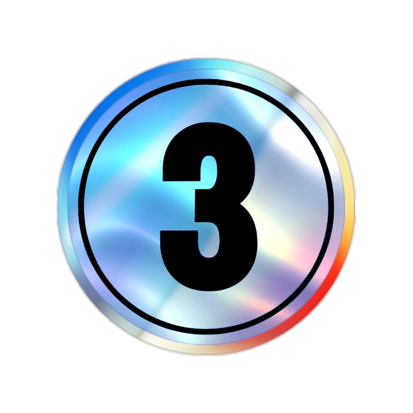 Holographic Die-Cut Stickers - Stylish Number 3 Designs for Skateboards & More