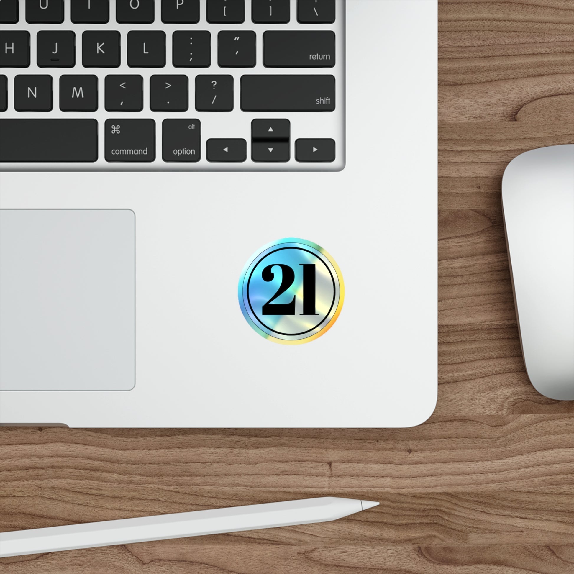 Holographic Number 21 Die-cut Sticker