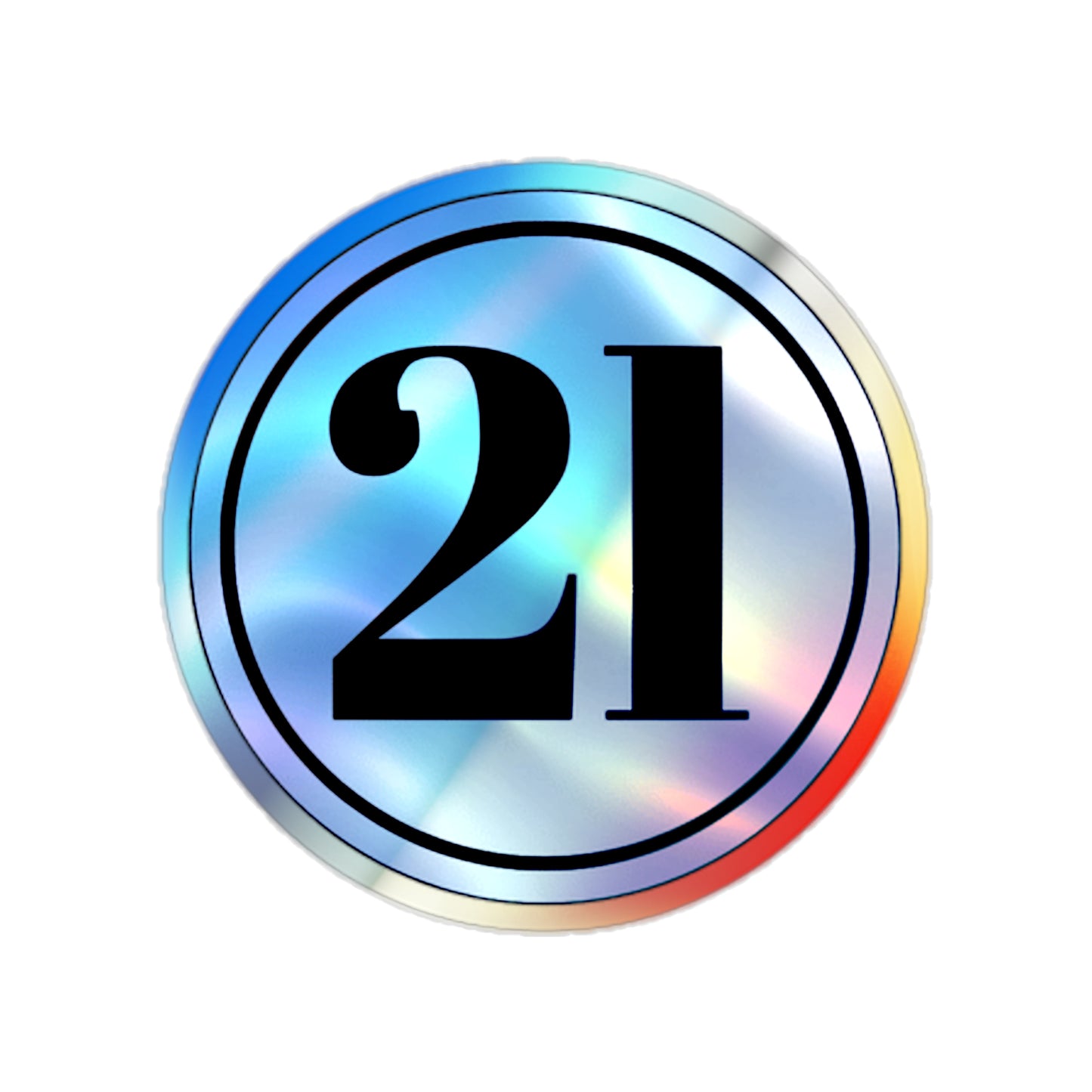 Holographic Number 21 Die-cut Sticker