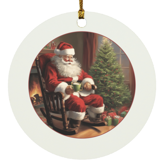 Santa Cocoa Break Circle Ornament