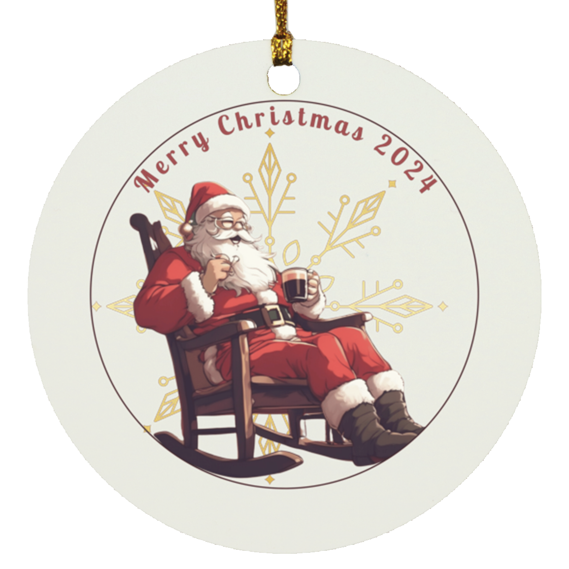 Santa Coffee Flake Circle Ornament