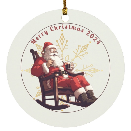 Santa Coffee Flake Circle Ornament