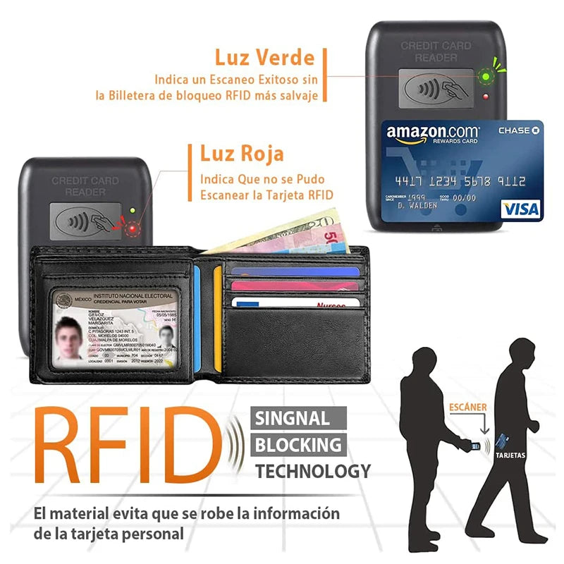 Slim Minimalist Tri-Fold Wallet Carbon Fiber RFID Blocking Men's  Wallet