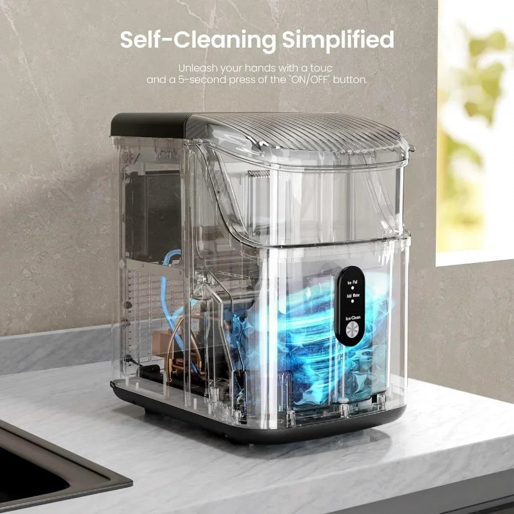 Ice Maker with Sonic Ice and 35lbs/Day, Self Cleaning and Scoop & Basket, Ice Machine